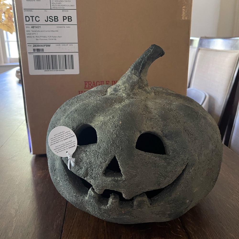NWT PotteryBarn Terracotta Jack O’Lantern